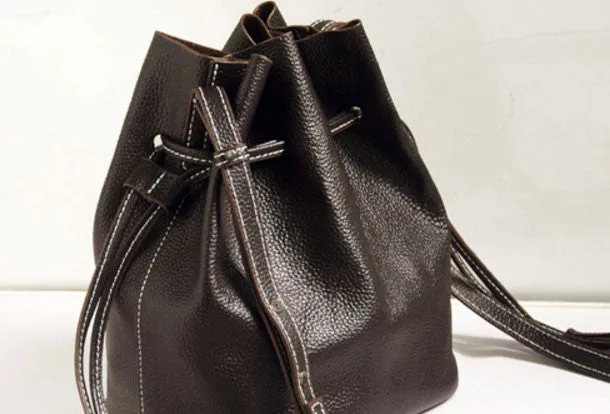 Handmade Leather bucket bag shoulder bag for women leather crossbody bag