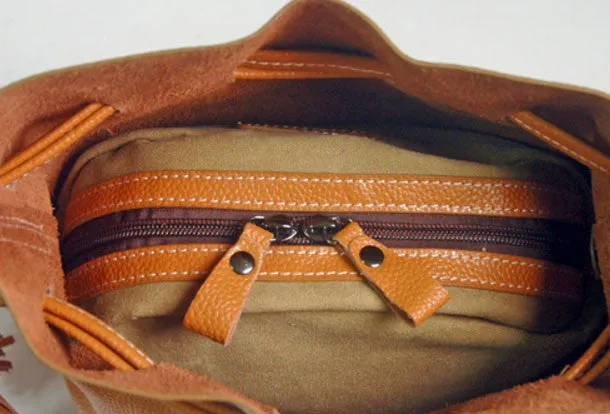Handmade Leather bucket bag shoulder bag for women leather crossbody bag