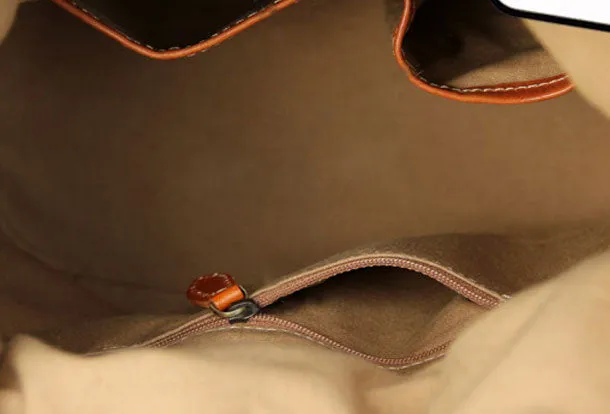 Handmade leather bucket purse crossbody bag purse shoulder bag for women