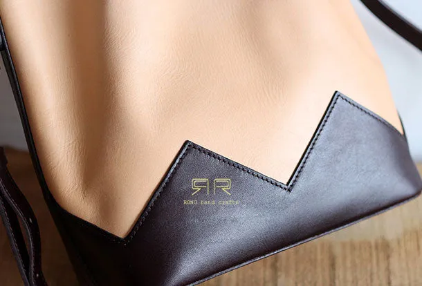 Handmade Leather bucket purse for women crossbody bag leather shoulder bag