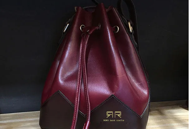 Handmade Leather bucket purse for women crossbody bag leather shoulder bag