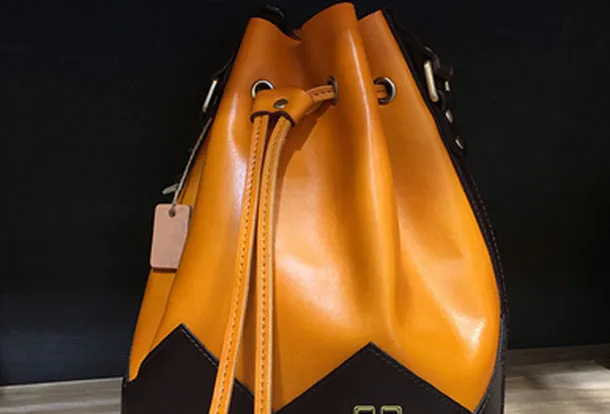 Handmade Leather bucket purse for women crossbody bag leather shoulder bag