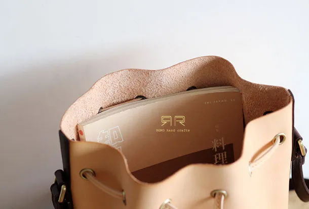 Handmade Leather bucket purse for women crossbody bag leather shoulder bag