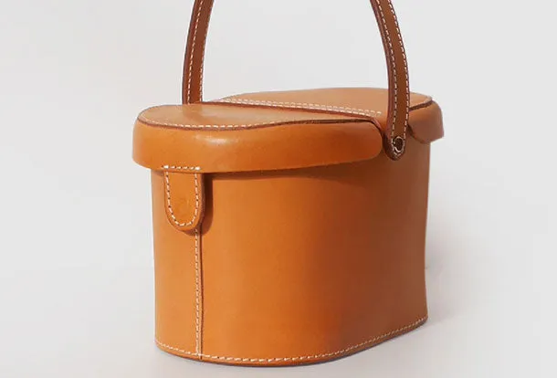 Handmade Leather handbag bucket bag Camel for women leather shopper bag