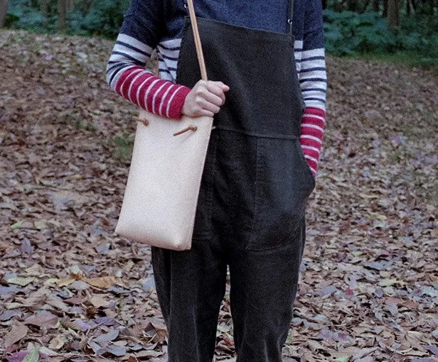 Handmade Leather Long Strap Womens Bucket Tote Purse Shoulder Tote Bag for Women