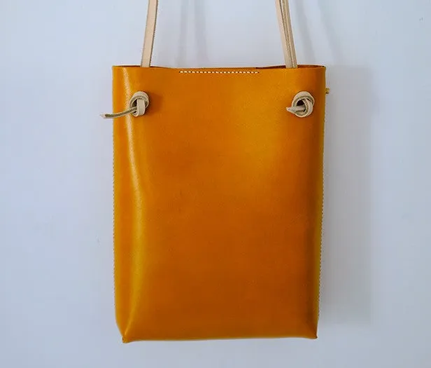 Handmade Leather Long Strap Womens Bucket Tote Purse Shoulder Tote Bag for Women