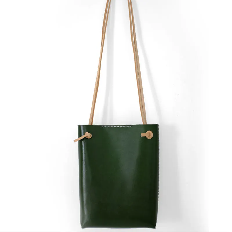 Handmade Leather Long Strap Womens Bucket Tote Purse Shoulder Tote Bag for Women