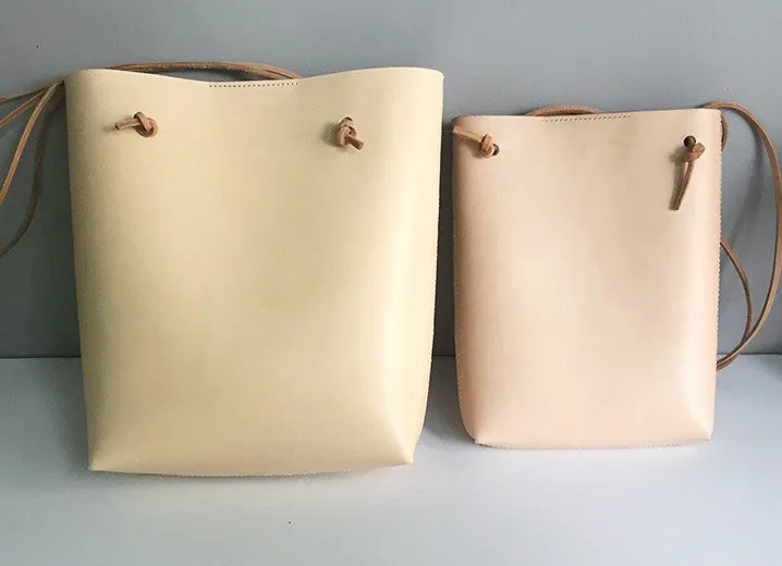 Handmade Leather Long Strap Womens Bucket Tote Purse Shoulder Tote Bag for Women