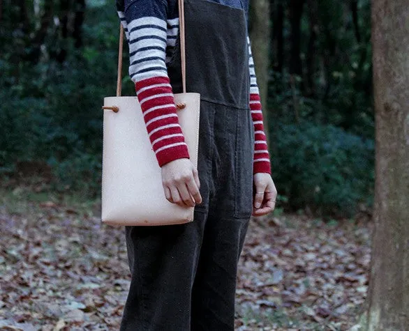 Handmade Leather Long Strap Womens Bucket Tote Purse Shoulder Tote Bag for Women