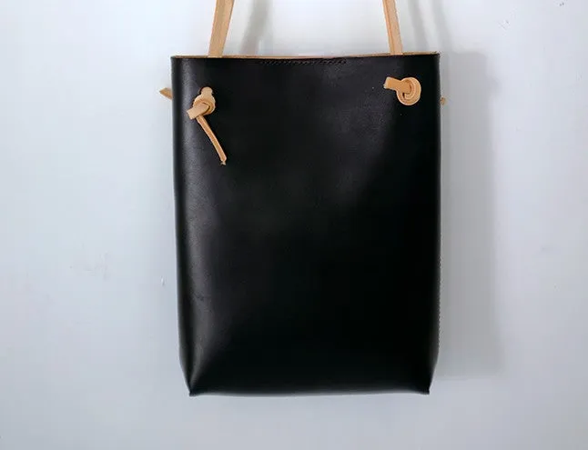 Handmade Leather Long Strap Womens Bucket Tote Purse Shoulder Tote Bag for Women