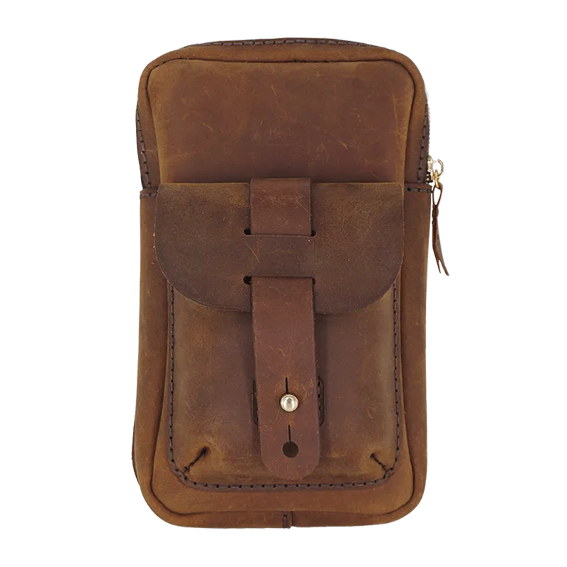 Handmade LEATHER MEN Belt Pouch Waist BAG MIni Side Bag Brown Belt Bag FOR MEN