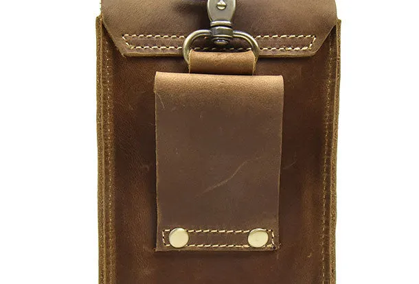 Handmade Leather Mens Cell Phone Holster Waist Bag Hip Pack Belt Bag for Men
