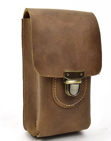 Handmade Leather Mens Cell Phone Holster Waist Bag Hip Pack Belt Bag for Men