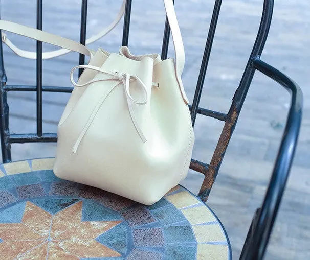 Handmade Leather Small Big Womens Bucket Purse Shoulder Barrel Bag for Women