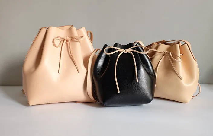 Handmade Leather Small Big Womens Bucket Purse Shoulder Barrel Bag for Women
