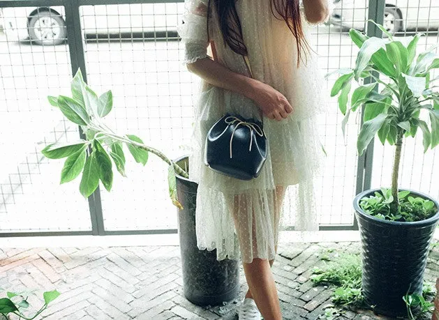 Handmade Leather Small Big Womens Bucket Purse Shoulder Barrel Bag for Women