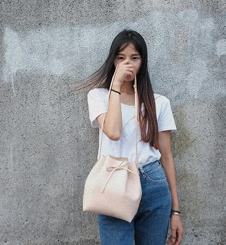 Handmade Leather Small Big Womens Bucket Purse Shoulder Barrel Bag for Women