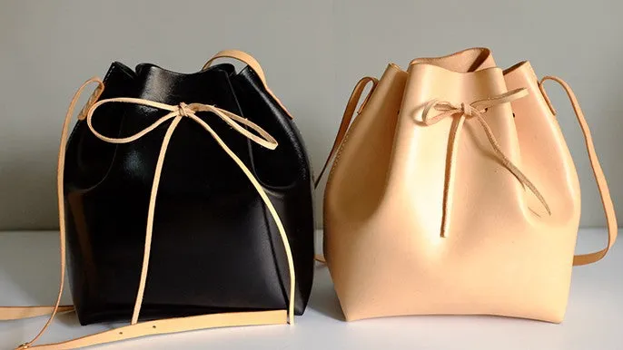 Handmade Leather Small Big Womens Bucket Purse Shoulder Barrel Bag for Women
