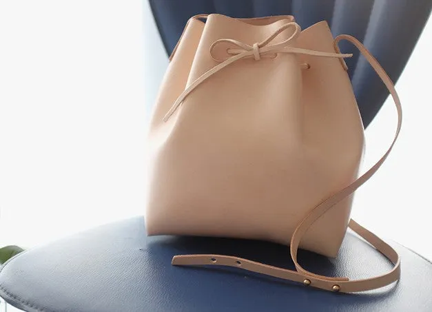 Handmade Leather Small Big Womens Bucket Purse Shoulder Barrel Bag for Women