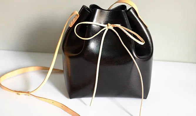 Handmade Leather Small Big Womens Bucket Purse Shoulder Barrel Bag for Women