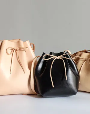 Handmade Leather Small Big Womens Bucket Purse Shoulder Barrel Bag for Women