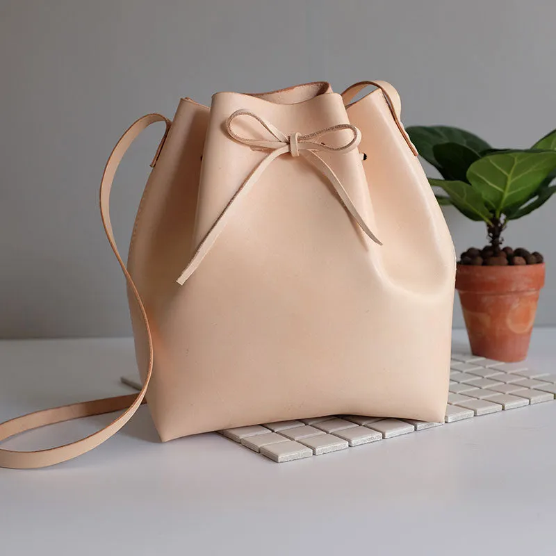 Handmade Leather Small Big Womens Bucket Purse Shoulder Barrel Bag for Women