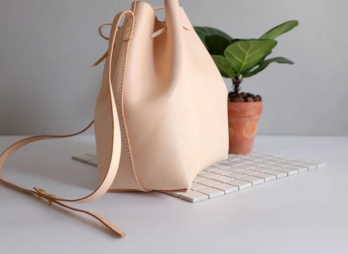 Handmade Leather Small Big Womens Bucket Purse Shoulder Barrel Bag for Women