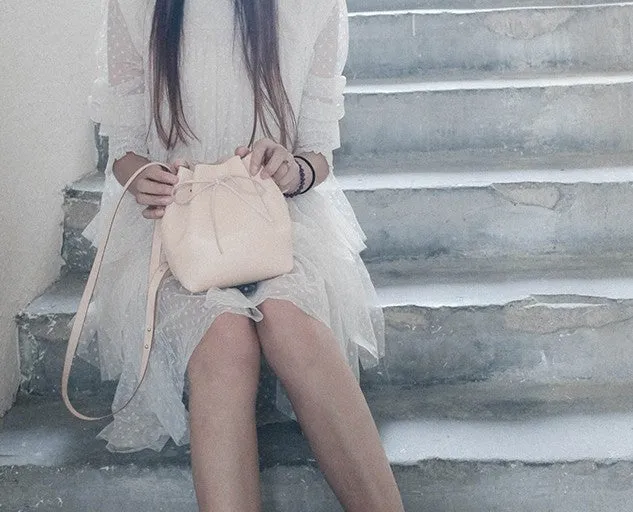 Handmade Leather Small Big Womens Bucket Purse Shoulder Barrel Bag for Women
