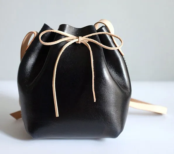 Handmade Leather Small Big Womens Bucket Purse Shoulder Barrel Bag for Women