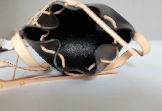 Handmade Leather Small Big Womens Bucket Purse Shoulder Barrel Bag for Women