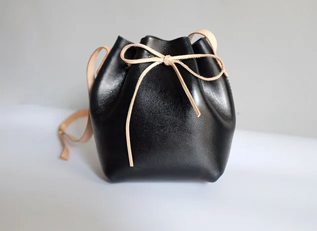 Handmade Leather Small Big Womens Bucket Purse Shoulder Barrel Bag for Women