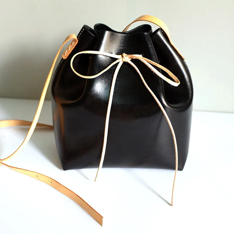 Handmade Leather Small Big Womens Bucket Purse Shoulder Barrel Bag for Women