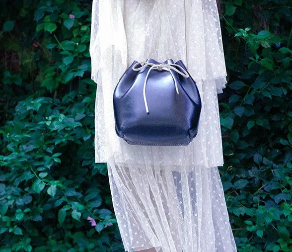 Handmade Leather Small Big Womens Bucket Purse Shoulder Barrel Bag for Women