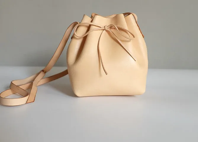 Handmade Leather Small Big Womens Bucket Purse Shoulder Barrel Bag for Women