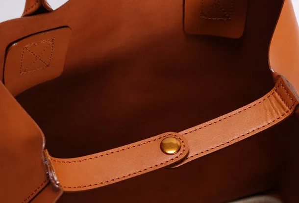 Handmade Leather Tote Purse Bucket Bag Handbag Shoulder Bag Large for Women Leather Shopper Bag