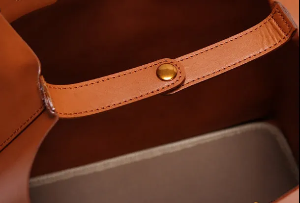 Handmade Leather Tote Purse Bucket Bag Handbag Shoulder Bag Large for Women Leather Shopper Bag