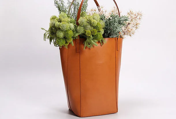 Handmade Leather Tote Purse Bucket Bag Handbag Shoulder Bag Large for Women Leather Shopper Bag