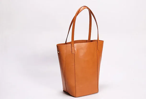 Handmade Leather Tote Purse Bucket Bag Handbag Shoulder Bag Large for Women Leather Shopper Bag