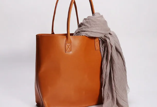 Handmade Leather Tote Purse Bucket Bag Handbag Shoulder Bag Large for Women Leather Shopper Bag