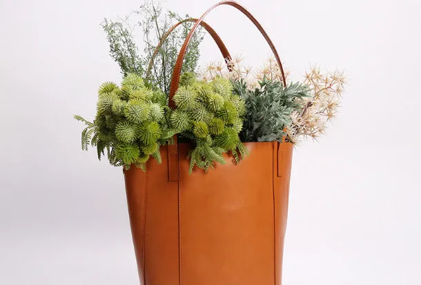 Handmade Leather Tote Purse Bucket Bag Handbag Shoulder Bag Large for Women Leather Shopper Bag