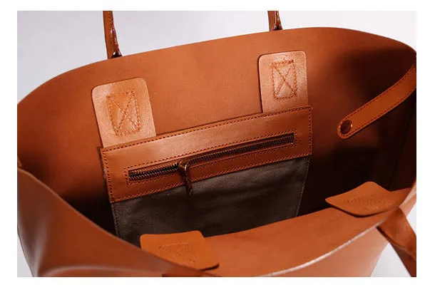 Handmade Leather Tote Purse Bucket Bag Handbag Shoulder Bag Large for Women Leather Shopper Bag