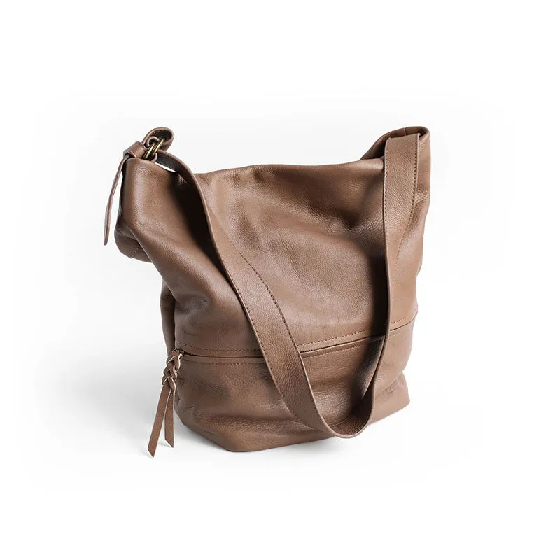 Handmade LEATHER WOMENs Bucket Crossbody Purse Barrel SHOULDER BAG FOR WOMEN