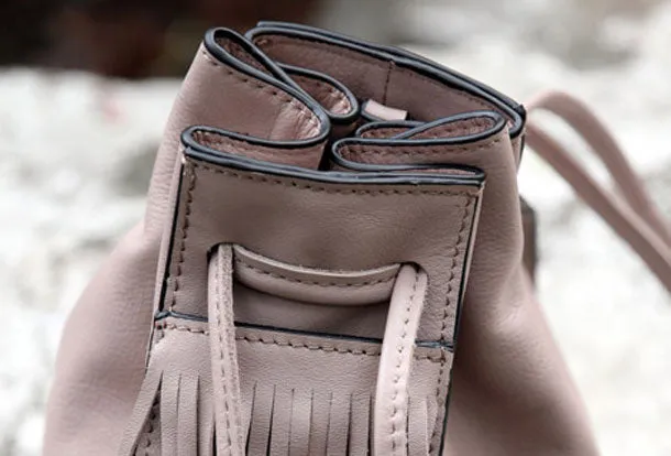 Handmade small phone bucket purse leather crossbody bag shoulder bag women