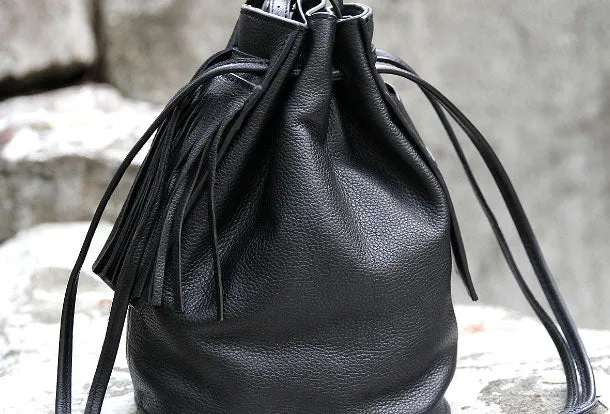 Handmade small phone bucket purse leather crossbody bag shoulder bag women