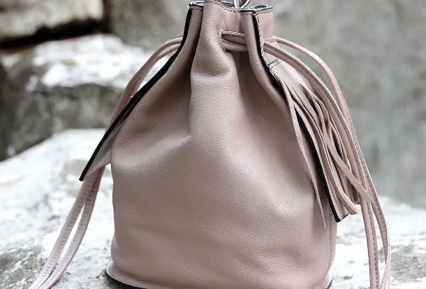 Handmade small phone bucket purse leather crossbody bag shoulder bag women