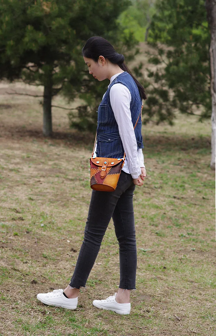 Handmade Vintage LEATHER WOMEN Bucket SHOULDER Purse Crossbody BAG Purses FOR WOMEN
