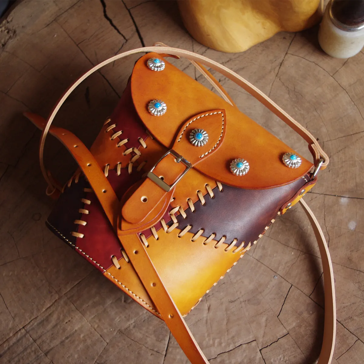 Handmade Vintage LEATHER WOMEN Bucket SHOULDER Purse Crossbody BAG Purses FOR WOMEN