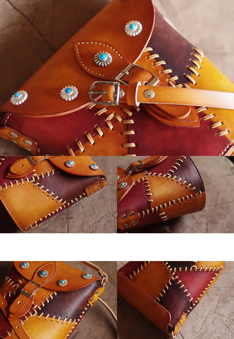 Handmade Vintage LEATHER WOMEN Bucket SHOULDER Purse Crossbody BAG Purses FOR WOMEN
