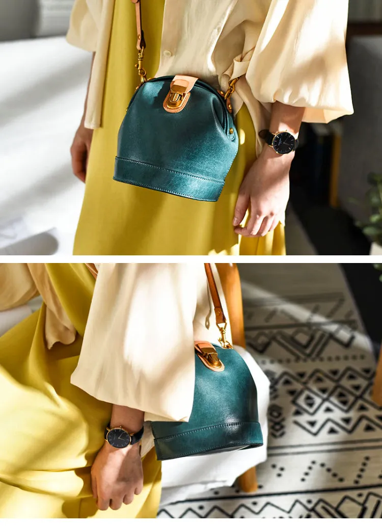 Handmade Womens Tan Leather Doctor Bucket Shoulder Purses Tan Doctor Crossbody Purse for Women