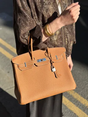 Herm??s Golden Brown Togo Leather Birkin 35